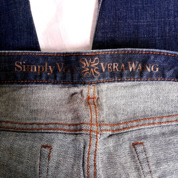 Simply Vera Vera Wang Distressed Dark Wash Denim Jeans Size 12 Cotton/Spandex - Picture 4 of 6